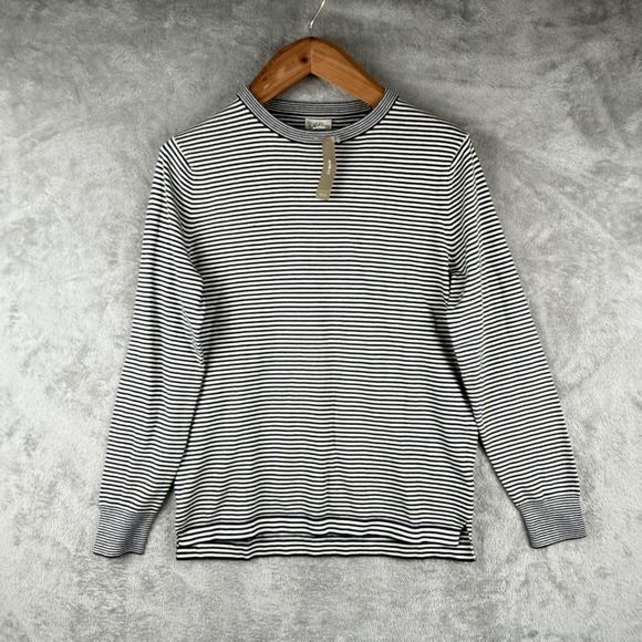 J.Crew Sweater Mens Small Black & White Striped‎ Cotton Pullover Crew Neck NWT - Picture 1 of 10